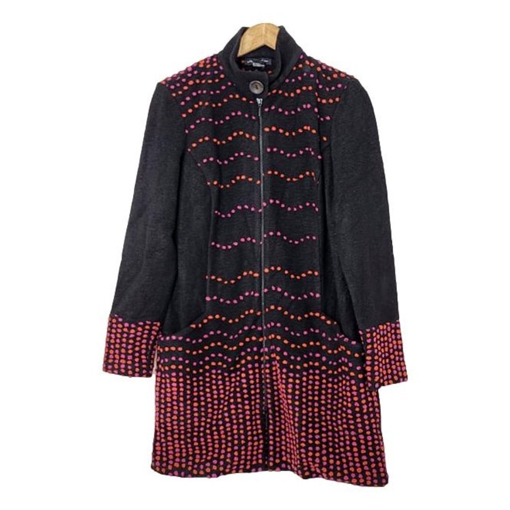 Michael Tyler Black Pink Orange Polka Dots Double Zipper Jacket Business Small